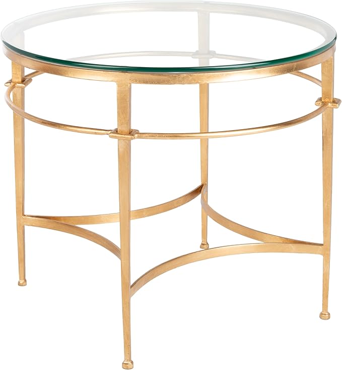 Safavieh American Homes Collection Ingmar Round Antique Gold Glass Couture Side Table