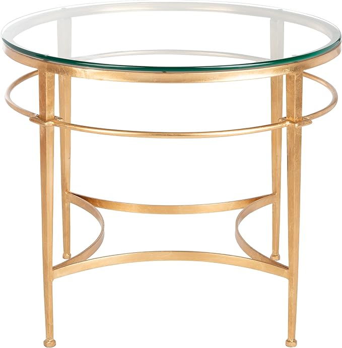 Safavieh American Homes Collection Ingmar Round Antique Gold Glass Couture Side Table