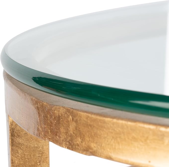 Safavieh American Homes Collection Ingmar Round Antique Gold Glass Couture Side Table